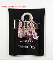 Christian Dior Montres Bag Cherry Blossom Flannel Sofa Throw Blanket D173